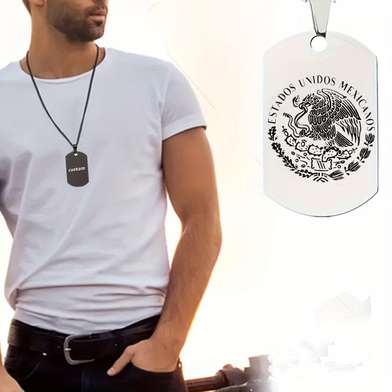Personalized Mexican Eagle Flag Necklace